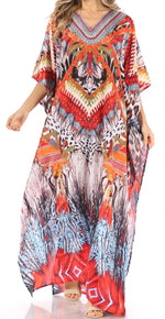 Vestido caftán largo con escote en V y diseño fluido Anahi de Sakkas con diamantes de imitación
