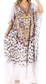 Vestido caftán largo con escote en V y diseño fluido Anahi de Sakkas con diamantes de imitación