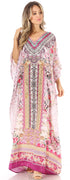 Vestido caftán largo con escote en V y diseño fluido Anahi de Sakkas con diamantes de imitación