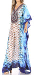 Vestido caftán largo con escote en V y diseño fluido Anahi de Sakkas con diamantes de imitación