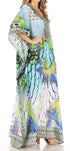 Vestido caftán largo con escote en V y diseño fluido Anahi de Sakkas con diamantes de imitación