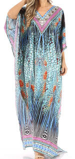 Vestido caftán largo con escote en V y diseño fluido Anahi de Sakkas con diamantes de imitación