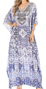 Vestido caftán largo con escote en V y diseño fluido Anahi de Sakkas con diamantes de imitación