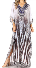 Vestido caftán largo con escote en V y diseño fluido Anahi de Sakkas con diamantes de imitación