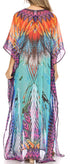 Vestido caftán largo con diseño estampado Wilder de Sakkas y cristales transparentes.