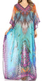 Vestido caftán largo con diseño estampado Wilder de Sakkas y cristales transparentes.