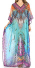 Vestido caftán largo con diseño estampado Wilder de Sakkas y cristales transparentes.