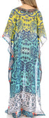Vestido caftán largo con diseño estampado Wilder de Sakkas y cristales transparentes.