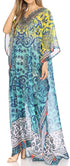 Vestido caftán largo con diseño estampado Wilder de Sakkas y cristales transparentes.