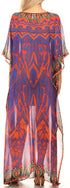 Vestido caftán largo con diseño estampado Wilder de Sakkas y cristales transparentes.