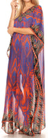 Vestido caftán largo con diseño estampado Wilder de Sakkas y cristales transparentes.