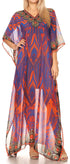 Vestido caftán largo con diseño estampado Wilder de Sakkas y cristales transparentes.
