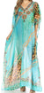 Vestido caftán largo con diseño estampado Wilder de Sakkas y cristales transparentes.