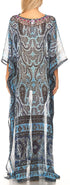 Vestido caftán largo con diseño estampado Wilder de Sakkas y cristales transparentes.