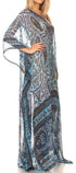 Vestido caftán largo con diseño estampado Wilder de Sakkas y cristales transparentes.