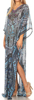 Vestido caftán largo con diseño estampado Wilder de Sakkas y cristales transparentes.