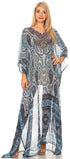 Vestido caftán largo con diseño estampado Wilder de Sakkas y cristales transparentes.
