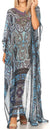 Vestido caftán largo con diseño estampado Wilder de Sakkas y cristales transparentes.