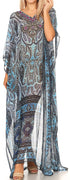 Vestido caftán largo con diseño estampado Wilder de Sakkas y cristales transparentes.