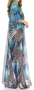 Vestido caftán largo con diseño estampado Wilder de Sakkas y cristales transparentes.