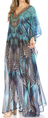 Vestido caftán largo con diseño estampado Wilder de Sakkas y cristales transparentes.