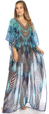 Vestido caftán largo con diseño estampado Wilder de Sakkas y cristales transparentes.