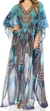 Vestido caftán largo con diseño estampado Wilder de Sakkas y cristales transparentes.