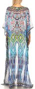 Vestido caftán largo con diseño estampado Wilder de Sakkas y cristales transparentes.