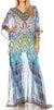 Vestido caftán largo con diseño estampado Wilder de Sakkas y cristales transparentes.