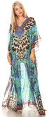 Vestido caftán largo con diseño estampado Wilder de Sakkas y cristales transparentes.