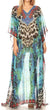 Vestido caftán largo con diseño estampado Wilder de Sakkas y cristales transparentes.
