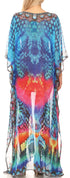 Vestido caftán largo con diseño estampado Wilder de Sakkas y cristales transparentes.