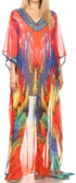 Vestido caftán largo con diseño estampado Wilder de Sakkas y cristales transparentes.