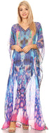 Vestido caftán largo con diseño estampado Wilder de Sakkas y cristales transparentes.