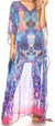 Vestido caftán largo con diseño estampado Wilder de Sakkas y cristales transparentes.