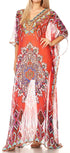 Vestido caftán largo con diseño estampado Wilder de Sakkas y cristales transparentes.