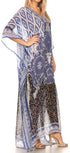 Vestido caftán largo con diseño estampado Wilder de Sakkas y cristales transparentes.