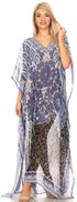 Vestido caftán largo con diseño estampado Wilder de Sakkas y cristales transparentes.