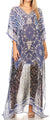 Vestido caftán largo con diseño estampado Wilder de Sakkas y cristales transparentes.
