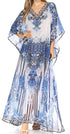 Vestido caftán largo con diseño estampado Wilder de Sakkas y cristales transparentes.