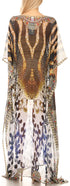 Vestido caftán largo con diseño estampado Wilder de Sakkas y cristales transparentes.