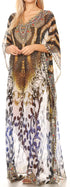 Vestido caftán largo con diseño estampado Wilder de Sakkas y cristales transparentes.