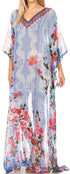 Vestido caftán largo con diseño estampado Wilder de Sakkas y cristales transparentes.