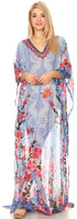 Vestido caftán largo con diseño estampado Wilder de Sakkas y cristales transparentes.