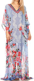 Vestido caftán largo con diseño estampado Wilder de Sakkas y cristales transparentes.