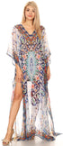 Vestido caftán largo con diseño estampado Wilder de Sakkas y cristales transparentes.