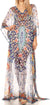 Vestido caftán largo con diseño estampado Wilder de Sakkas y cristales transparentes.