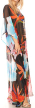 Vestido caftán largo con diseño estampado Wilder de Sakkas y cristales transparentes.