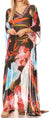 Vestido caftán largo con diseño estampado Wilder de Sakkas y cristales transparentes.
