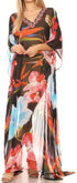 Vestido caftán largo con diseño estampado Wilder de Sakkas y cristales transparentes.